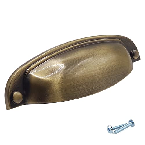 M4TEC Muschelgriff Schalengriff Möbelgriff Schubladengriff Schlafzimmer Küchenschrank Altmessing. VD8 Serie: 96 mm BA 10er Pack von M4TEC