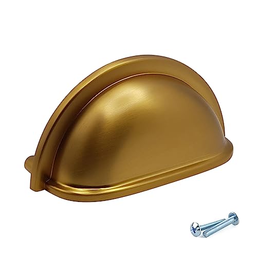 M4TEC Muschelgriff Schalengriff Möbelgriff Schubladengriff Schlafzimmer Küchenschrank Messing gebürstet. VD7 Serie: 76 mm BA von M4TEC
