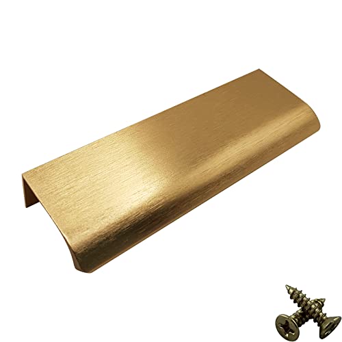 M4TEC Verdeckte Fingerzug-Griffe aus Metall Kantendesign Moderne Küchentürgriffe Schrankzuggriffe Schubladen-Ziehgriffe Schlafzimmer Bad Möbelgriffe. Serie VD3: 256 mm BA Messing gebürstet von M4TEC