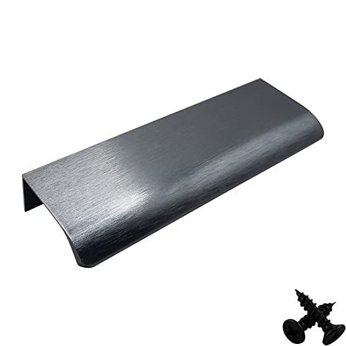 M4TEC Verdeckte Fingerzug-Griffe aus Metall Kantendesign Moderne Küchentürgriffe Schrankzuggriffe Schubladen-Ziehgriffe Schlafzimmer Bad Möbelgriffe. Serie VD3: 64 mm BA Anthrazit gebürstet von M4TEC