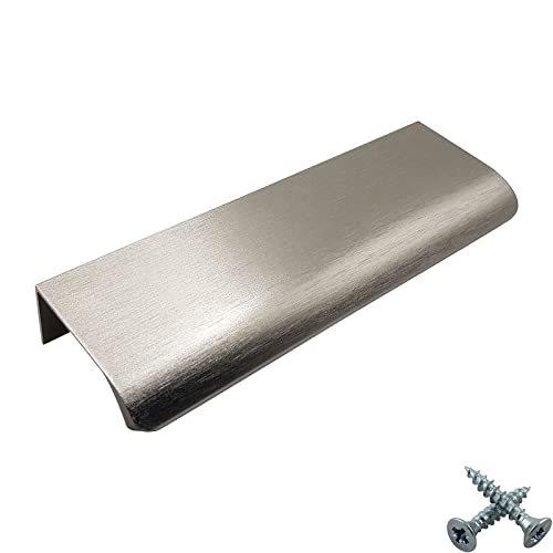 M4TEC Verdeckte Fingerzug-Griffe aus Metall Kantendesign Moderne Küchentürgriffe Schrankzuggriffe Schubladen-Ziehgriffe Schlafzimmer Bad Möbelgriffe. Serie VD3: 64 mm BA Edelstahl gebürstet von M4TEC