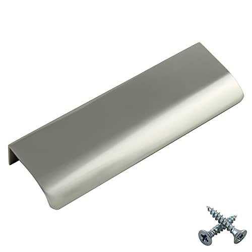 M4TEC Verdeckte Fingerzug-Griffe aus Metall Kantendesign Moderne Küchentürgriffe Schrankzuggriffe Schubladen-Ziehgriffe Schlafzimmer Bad Möbelgriffe. Serie VD3: 96 mm BA Chrom von M4TEC