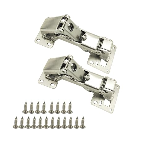 2 Stück 170 Grad gepolsterte hydraulische Dämpfungsscharniere verstellbare rahmenlose Schranktürscharniere Türscharniere für Schränke, Kleiderschränke und andere Möbel von M9LZY