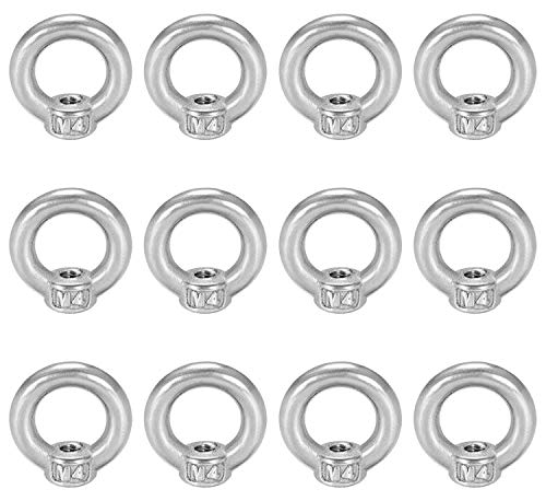 Ringmutter M4 12 Stück Ringösen Edelstahl Ringschraube Edelstahl Augenmuttern Hardware Ringförmige Innengewinde-Befestigungsschraube für Seilmontage, Hebezubehör, Oberflächenpolieren, Silber Ringmutter M4 12 Stück Ringösen Edelstahl Ringschraube Edelstahl Augenmuttern Hardware Ringförmige Innengewinde-Befestigungsschraube für Seilmontage, Hebezubehör, Oberflächenpolieren, Silber von MA