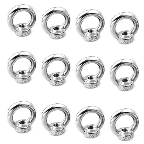 Ringmutter M5 12 Stück Ringösen Edelstahl Ringschraube Edelstahl Augenmuttern Hardware Ringförmige Innengewinde-Befestigungsschraube für Seilmontage, Hebezubehör, Oberflächenpolieren, Silber von XGAGHB