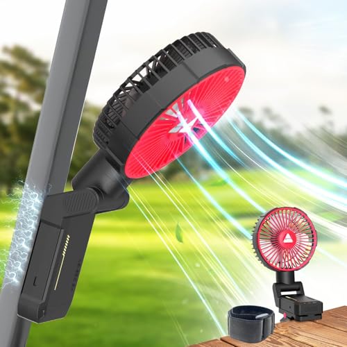 MA3TY Tragbarer Campingventilator, 10400 mAh wiederaufladbarer Ventilator mit LED-Licht, oszillierender USB-Ventilator, magisch für Golf, Grillen, Angeln und den Heimgebrauch, 180° drehbar, leise von MA3TY