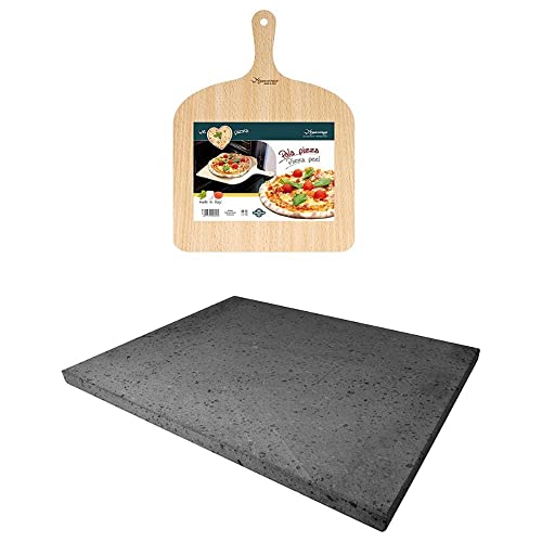 Eppicotispai Pizza-Set mit Kochstein und Pizzaschieber, Silber von MAAJ