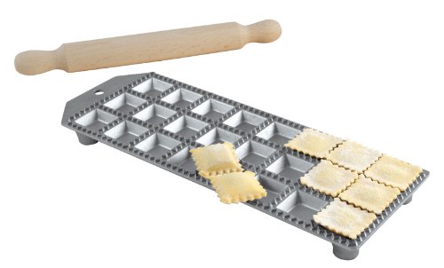 MAAJ® RAVIOLIFORM RAVIOLIBRETT NUDELBRETT 24 KLEINE RAVIOLI CLASSICI MIT TEIGROLLE von MAAJ
