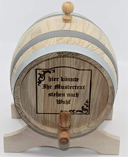 MAAJ 2 L WEINFASS MIT WUNSCHGRAVUR - GESCHENK-IDEE/WHISKYFASS/SCHNAPSFASS AUS EICHENHOLZ von MAAJ