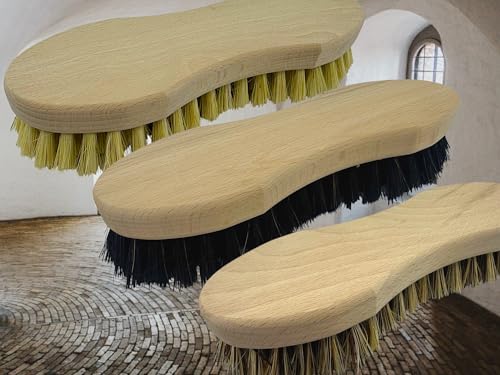 MAAJ KESSELBÜRSTE 20 cm/SCHEUERBÜRSTE/WURZELBÜRSTE 8-Form in 3 HÄRTEGRADEN NATURBORSTEN - WIE ZU Omas Zeiten - PLASTIKFREI - Made IN Germany (Fibre) von MAAJ