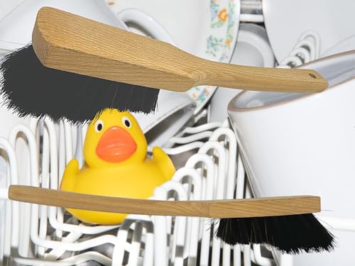 2 x MAAJ Set SPÜLBÜRSTE Natur Holz weiches ROSSHAAR + BART Abgestuft - Made IN Germany - PLASTIKFREI von MAAJ