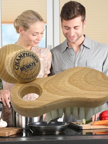 MAAJ Set CHAMPIGNONBÜRSTE + GEMÜSEBÜRSTE VEGAN - AUS Holz MIT WEISSEN PPN-Borsten FÜR SANFTES REINIGEN VON PILZEN & GEMÜSE - Made IN Germany von MAAJ