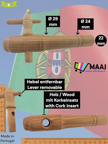 ZAPFHAHN/PIPE/TAP FÜR WEINFÄSSER AUS HOLZ UND KORK VON 1 bis 225 Liter 10 verschiedene Größen - MADE IN PORTUGAL (12016 Large Ø min.=22mm) von MAAJ