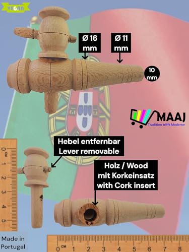 ZAPFHAHN/PIPE/TAP FÜR WEINFÄSSER AUS HOLZ UND KORK VON 1 bis 225 Liter 10 verschiedene Größen - MADE IN PORTUGAL (12033 Micro Ø min.=10mm) von MAAJ