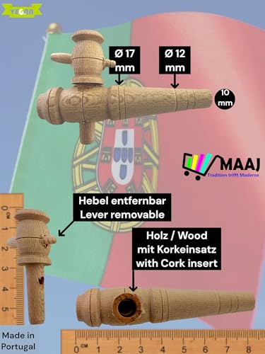 ZAPFHAHN/PIPE/TAP FÜR WEINFÄSSER AUS HOLZ UND KORK VON 1 bis 225 Liter 10 verschiedene Größen - MADE IN PORTUGAL (12036 Mini Ø min.=10mm) von MAAJ