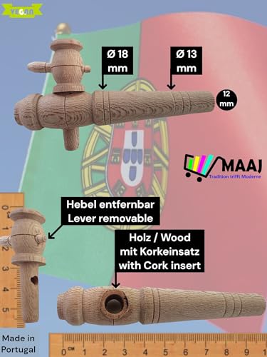 ZAPFHAHN/PIPE/TAP FÜR WEINFÄSSER AUS HOLZ UND KORK VON 1 bis 225 Liter 10 verschiedene Größen - MADE IN PORTUGAL (12046 Small Ø min.=12mm) von MAAJ