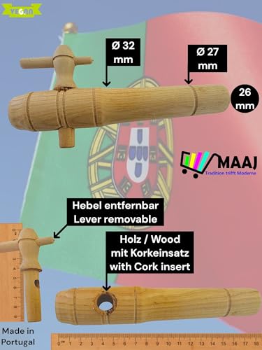 ZAPFHAHN/PIPE/TAP FÜR WEINFÄSSER AUS HOLZ UND KORK VON 1 bis 225 Liter 10 verschiedene Größen - MADE IN PORTUGAL (12058 Maxi Ø min.=26mm) von MAAJ