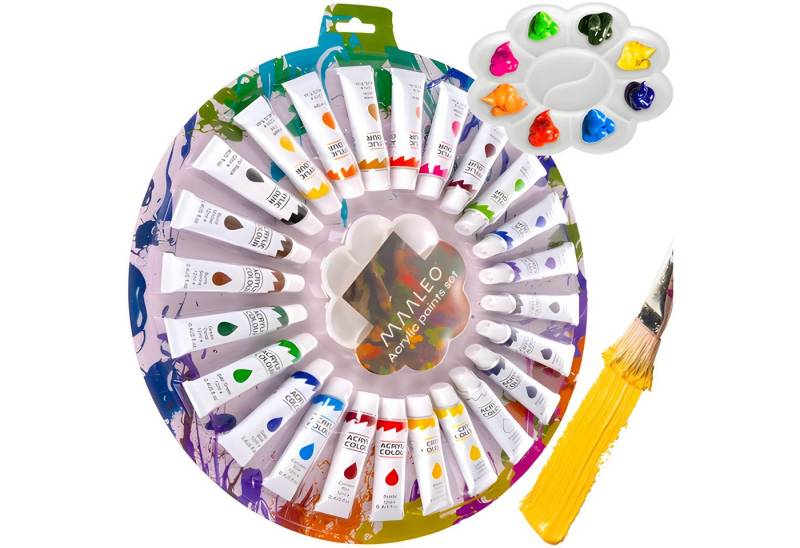 MAALEO Acrylfarbe Set - 24 Farben Künstler Set mit Farbpalette Acrylfarben Set MAALEO Acrylfarbe Set - 24 Farben Künstler Set mit Farbpalette Acrylfarben Set von MAALEO