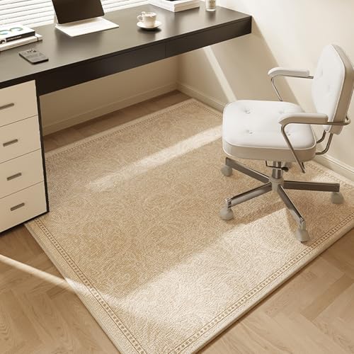 MAAOBR Bodenschutzmatte Bürostuhl Unterlage Teppich Schreibtischstuhl Unterlage Kratzfest rutschfest Bodenschutzmatte Gaming Teppich für Hartböden Büro(Beige,140x140cm) von MAAOBR