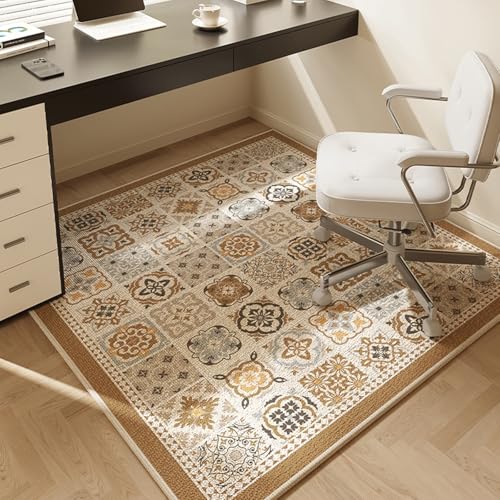 MAAOBR Bodenschutzmatte Bürostuhl Unterlage Teppich Schreibtischstuhl Unterlage Kratzfest rutschfest Bodenschutzmatte Gaming Teppich für Hartböden Büro(Braun,100x120cm) von MAAOBR