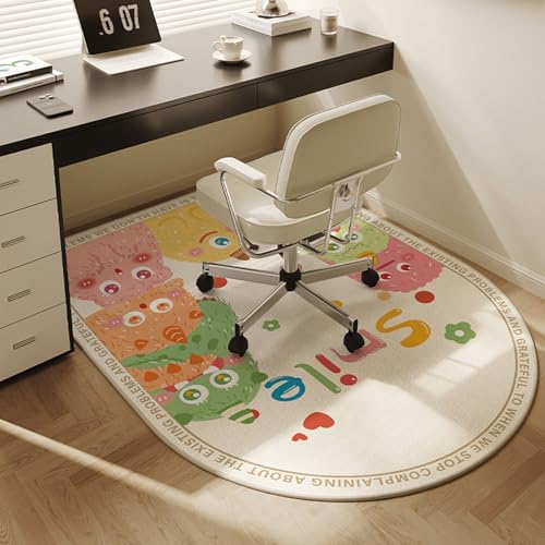MAAOBR Bogenförmig Bürostuhl Unterlage Teppich, Minimalistisch Stil Bodenschutzmatte, Bürostuhlunterlage mit rutschfest Gummiboden für Schreibtischstühle und Homeoffice(Beige,120x60cm) von MAAOBR