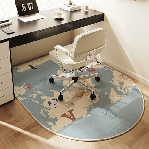 MAAOBR Bogenförmig Bürostuhl Unterlage Teppich, Minimalistisch Stil Bodenschutzmatte, Bürostuhlunterlage mit rutschfest Gummiboden für Schreibtischstühle und Homeoffice(Blau,120x100cm) von MAAOBR