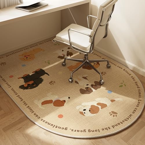 MAAOBR Bogenförmig Bürostuhl Unterlage Teppich, Minimalistisch Stil Bodenschutzmatte, Bürostuhlunterlage mit rutschfest Gummiboden für Schreibtischstühle und Homeoffice(Light Brown,150x90cm) von MAAOBR