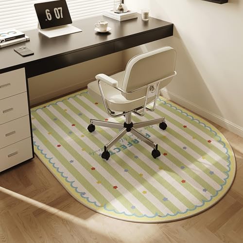 MAAOBR Bogenförmig Bürostuhl Unterlage Teppich, Minimalistisch Stil Bodenschutzmatte, Bürostuhlunterlage mit rutschfest Gummiboden für Schreibtischstühle und Homeoffice(Light Green,120x100cm) von MAAOBR