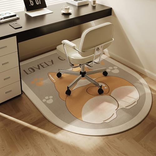 MAAOBR Bogenförmig Bürostuhl Unterlage Teppich, Minimalistisch Stil Bodenschutzmatte, Bürostuhlunterlage mit rutschfest Gummiboden für Schreibtischstühle und Homeoffice(Orange,120x100cm) von MAAOBR