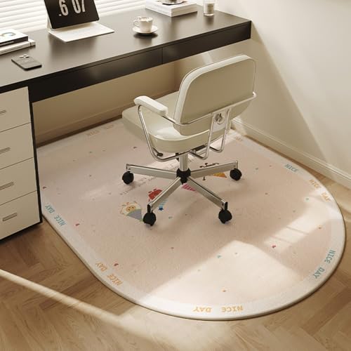 MAAOBR Bogenförmig Bürostuhl Unterlage Teppich, Minimalistisch Stil Bodenschutzmatte, Bürostuhlunterlage mit rutschfest Gummiboden für Schreibtischstühle und Homeoffice(Pink-White,150x90cm) von MAAOBR