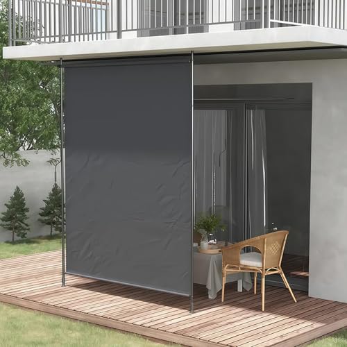 MAAOBR Klemmmarkise Senkrechtmarkise 215-310 cm höhenverstellbar, Ausziehbar Winddicht Vertikalmarkise mit Handkurbel ohne Bohren Balkon-Sichtschutz Windschutz für Garten Terrasse(Gray+Gray,150cm/59in von MAAOBR