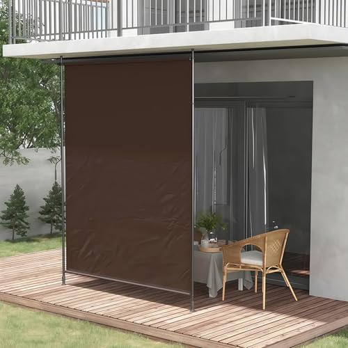 MAAOBR Klemmmarkise Senkrechtmarkise 215-310 cm höhenverstellbar, Ausziehbar Winddicht Vertikalmarkise mit Handkurbel ohne Bohren Balkon-Sichtschutz Windschutz für Garten Terrasse(Gray+Brown,150cm/59i von MAAOBR