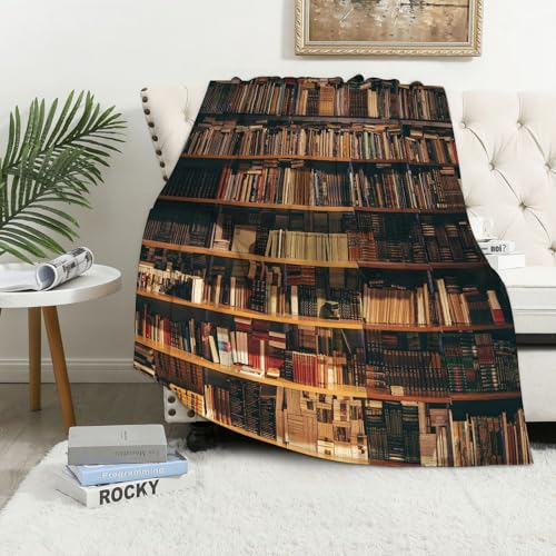 MAAPCHP Kuscheldecke Flauschig Decke Fleecedecke Bibliothek Bücherregal mit Büchern Büc Wohndecke Warm Winter Weich,Decke Couch Blanket,Wohn- & Kuscheldecken 100 x 130 cm,Sofa überwurfdecke von MAAPCHP