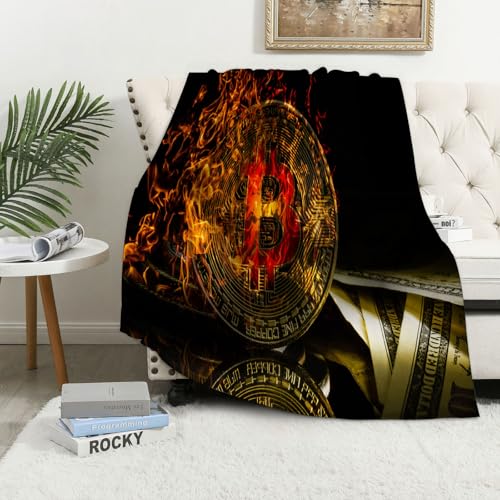 MAAPCHP Kuscheldecke Flauschig Decke Fleecedecke Bitcoin, Bitmünze, BTC, Kryptowährung, Wohndecke Warm Winter Weich,Decke Couch Blanket,Wohn- & Kuscheldecken 150 x 200 cm,Sofa überwurfdecke von MAAPCHP