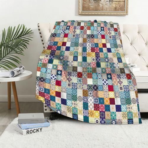 MAAPCHP Kuscheldecke Flauschig Decke Fleecedecke Blumen-Patchwork-Fliesendesign. Farben Wohndecke Warm Winter Weich,Decke Couch Blanket,Wohn- & Kuscheldecken 150 x 200 cm,Sofa überwurfdecke MAAPCHP Kuscheldecke Flauschig Decke Fleecedecke Blumen-Patchwork-Fliesendesign. Farben Wohndecke Warm Winter Weich,Decke Couch Blanket,Wohn- & Kuscheldecken 150 x 200 cm,Sofa überwurfdecke von MAAPCHP