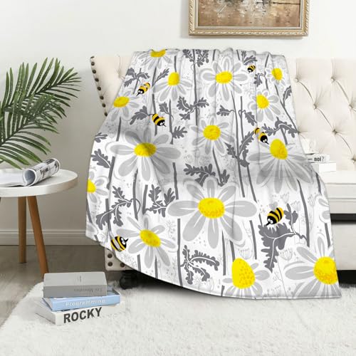 MAAPCHP Kuscheldecke Flauschig Decke Fleecedecke Graue Blumen und Gänseblümchen mit Bie Wohndecke Warm Winter Weich,Decke Couch Blanket,Wohn- & Kuscheldecken 150 x 200 cm,Sofa überwurfdecke MAAPCHP Kuscheldecke Flauschig Decke Fleecedecke Graue Blumen und Gänseblümchen mit Bie Wohndecke Warm Winter Weich,Decke Couch Blanket,Wohn- & Kuscheldecken 150 x 200 cm,Sofa überwurfdecke von MAAPCHP