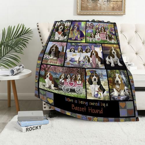 MAAPCHP Kuscheldecke Flauschig Decke Fleecedecke Liebe ist besessen Haus Basset Hound H Wohndecke Warm Winter Weich,Decke Couch Blanket,Wohn- & Kuscheldecken 100 x 130 cm,Sofa überwurfdecke von MAAPCHP