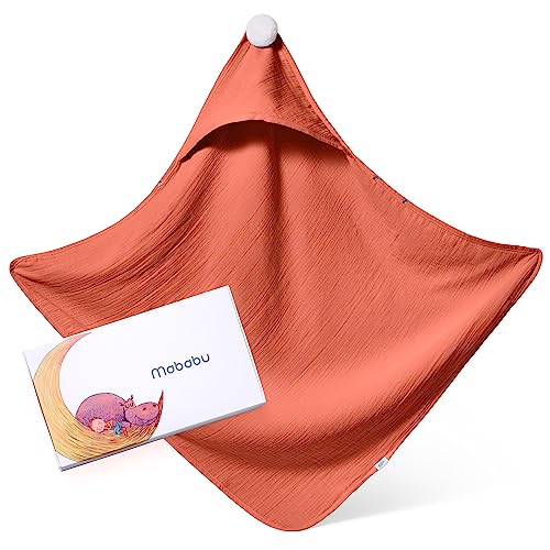 Mababu Kapuzenhandtuch Baby 4 lagige mit Anti-Rutsch Knöpfen - 75x75 cm GOTS Bio-Baumwolle Badetuch Baby Handtücher - Baby Handtuch Mit Kapuze - Bleibt Weich & Flauschig Nach dem Waschen von Mababu