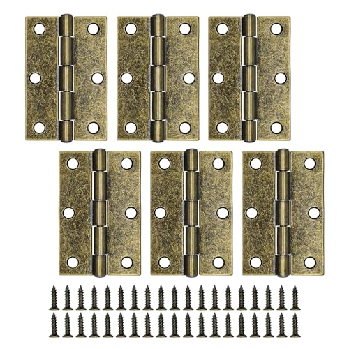 MABAHON 6PCS Türscharniere 75 mm Metall-Scharniere Klappscharniere Schranktürscharniere mit Schrauben für Heimmöbel,Schrank-Türen Holztürscharniere (Farbe Bronze) von MABAHON