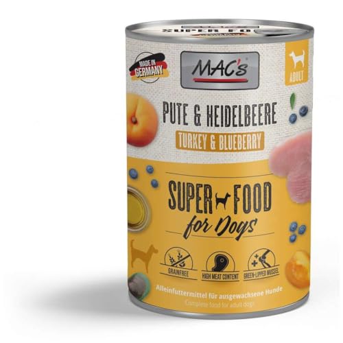 MAC's Dog mit Pute & Heidelbeeren (getreidefrei) 6 x 400 g von MAC's