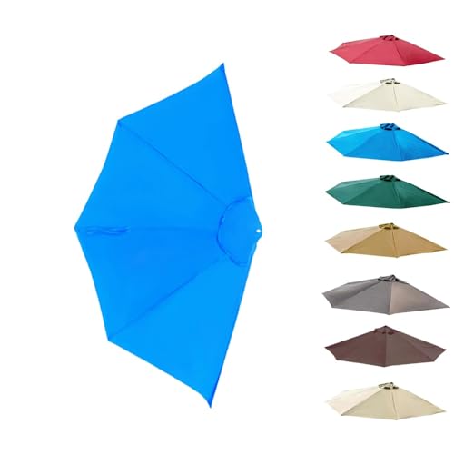 MACAGGTNTU 270cm Halb Sonnenschirm Ersatzbezug 5 Streben Halbrund Sonnenschirm Stoff Bezug Für Strand, Markt, Garten, Weinrot Ersatz-Regenschirmstoff(Blue) von MACAGGTNTU