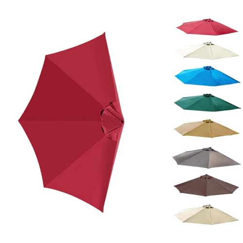 MACAGGTNTU 270cm Halb Sonnenschirm Ersatzbezug 5 Streben Halbrund Sonnenschirm Stoff Bezug Für Strand, Markt, Garten, Weinrot Ersatz-Regenschirmstoff(Burgundy) von MACAGGTNTU
