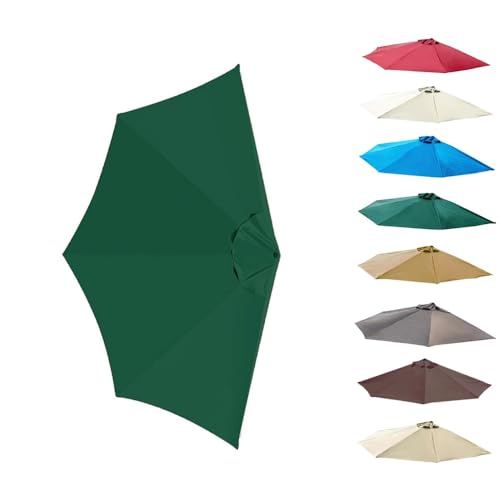 MACAGGTNTU 270cm Halb Sonnenschirm Ersatzbezug 5 Streben Halbrund Sonnenschirm Stoff Bezug Für Strand, Markt, Garten, Weinrot Ersatz-Regenschirmstoff(Green) von MACAGGTNTU