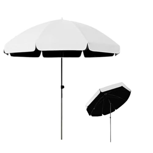 MACAGGTNTU 2m 2.4m 2.8m 3m Rund Gartenschirm Strandschirm Neigbar Marktschirm Balkonschirm Höhenverstellbar Terrassenschirm Mit 8 Rippen(White,2m/6.5ft) von MACAGGTNTU