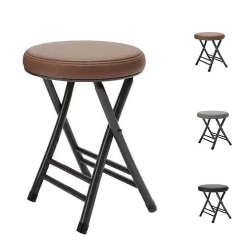 MACAGGTNTU 50cm Klappbarer Barhocker Rund Gepolstert Küchenhocker Klappbar Tresenhocker Outdoor Campinghocker Tragbarer Faltbarer Bürohocker(Brown) von MACAGGTNTU