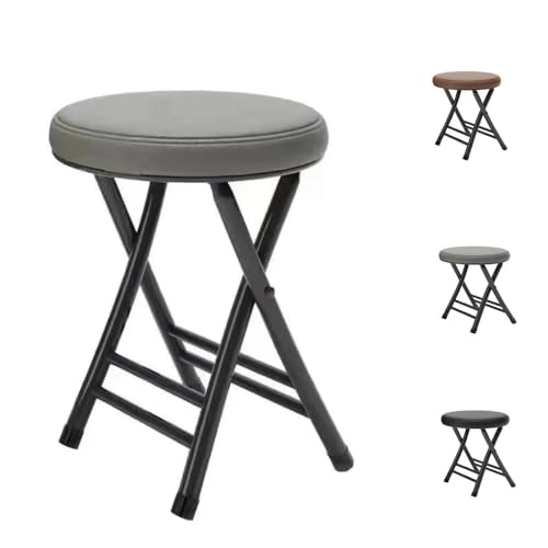 MACAGGTNTU 50cm Klappbarer Barhocker Rund Gepolstert Küchenhocker Klappbar Tresenhocker Outdoor Campinghocker Tragbarer Faltbarer Bürohocker(Grey) von MACAGGTNTU