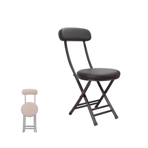 MACAGGTNTU 76 cm Faltbarer Hocker Klappbarer Küchenhocker Tragbare Barhocker Leder Gepolsterte Klappstuhl Für Bars Bistro Terrassen(Black) von MACAGGTNTU