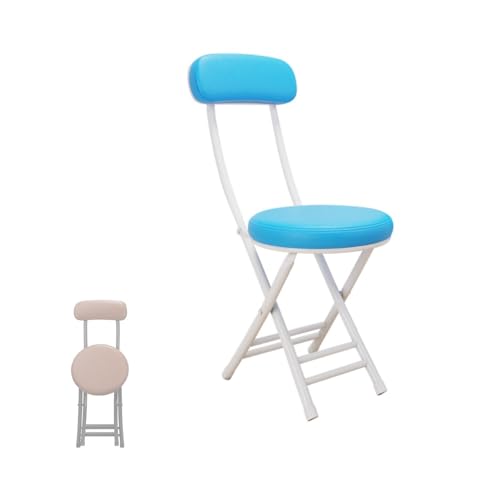 MACAGGTNTU 76 cm Faltbarer Hocker Klappbarer Küchenhocker Tragbare Barhocker Leder Gepolsterte Klappstuhl Für Bars Bistro Terrassen(Blue) von MACAGGTNTU