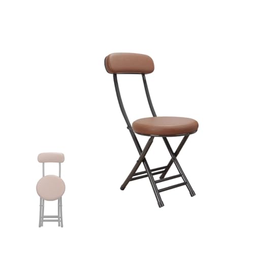 MACAGGTNTU 76 cm Faltbarer Hocker Klappbarer Küchenhocker Tragbare Barhocker Leder Gepolsterte Klappstuhl Für Bars Bistro Terrassen(Brown) von MACAGGTNTU