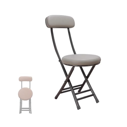 MACAGGTNTU 76 cm Faltbarer Hocker Klappbarer Küchenhocker Tragbare Barhocker Leder Gepolsterte Klappstuhl Für Bars Bistro Terrassen(Grey) von MACAGGTNTU